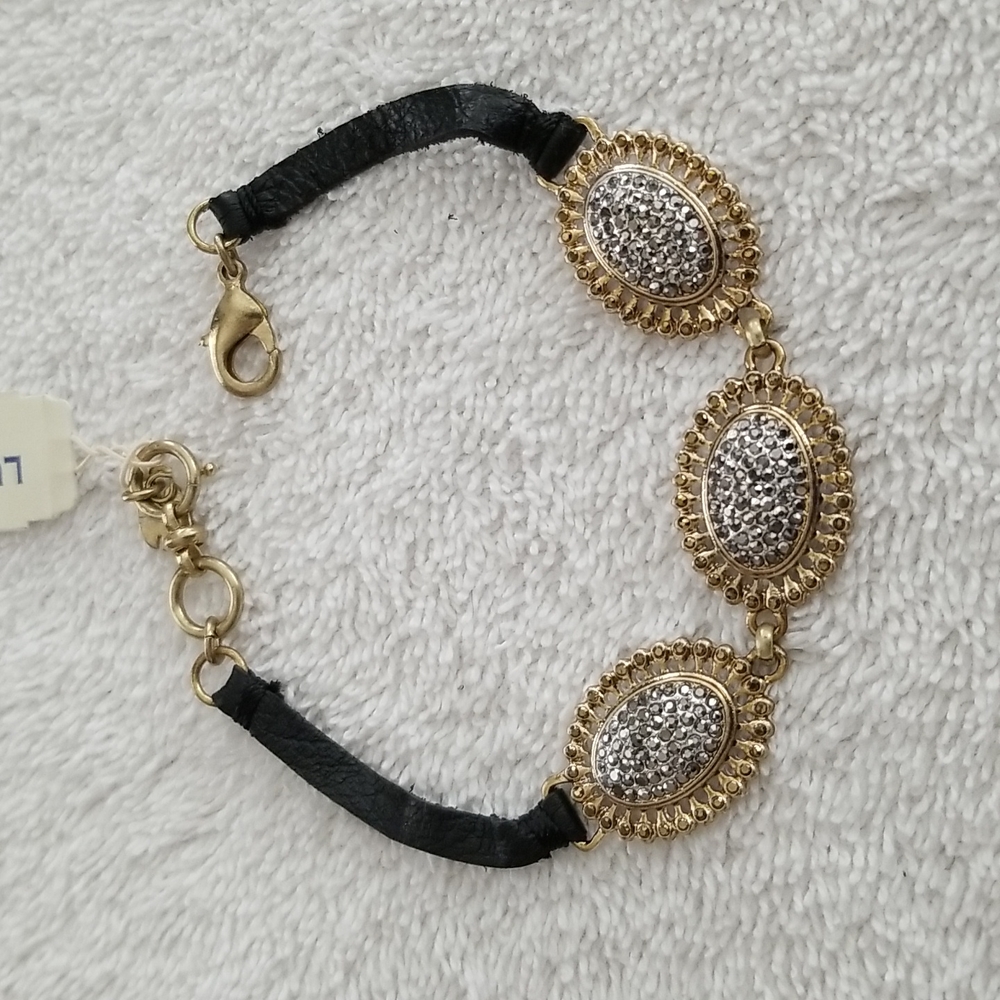 New Lucky Brand Pave Leather Bracelet